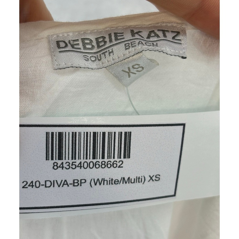 Debbie Katz Cover Up Mini Dress XS White Pink Summer Boho Beach Vacation - Picture 14 of 14